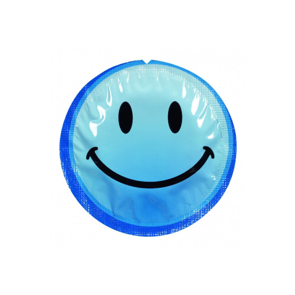 Préservatif lubrifié en latex smiley x 1 couleur aléatoire 54mm 